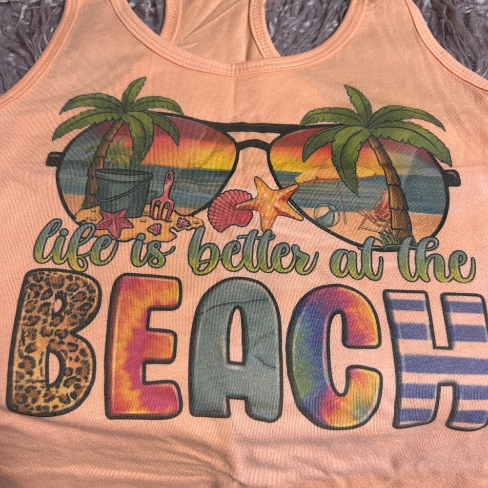 Next Level Apparel Orange Beach Graphic Tank Top